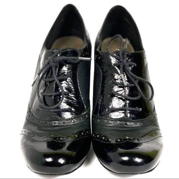 Aldo Black Patent/Mat Leather Heeled Shoe - Picture 1 of 6